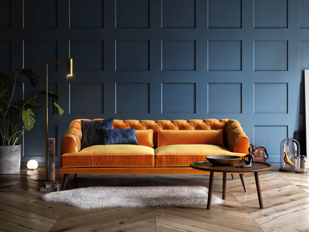 Modern Living Room Furniture Trends 2021 Mustard Yellow Velvet Couch Sofa 2 1024x768 